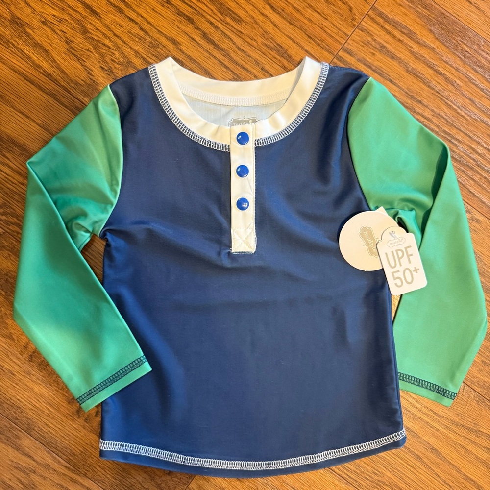 Mud Pie Blue and Green Swim Shirt